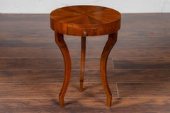 Italian Midcentury Drink Table with Radiating Veneer and Single Drawer
