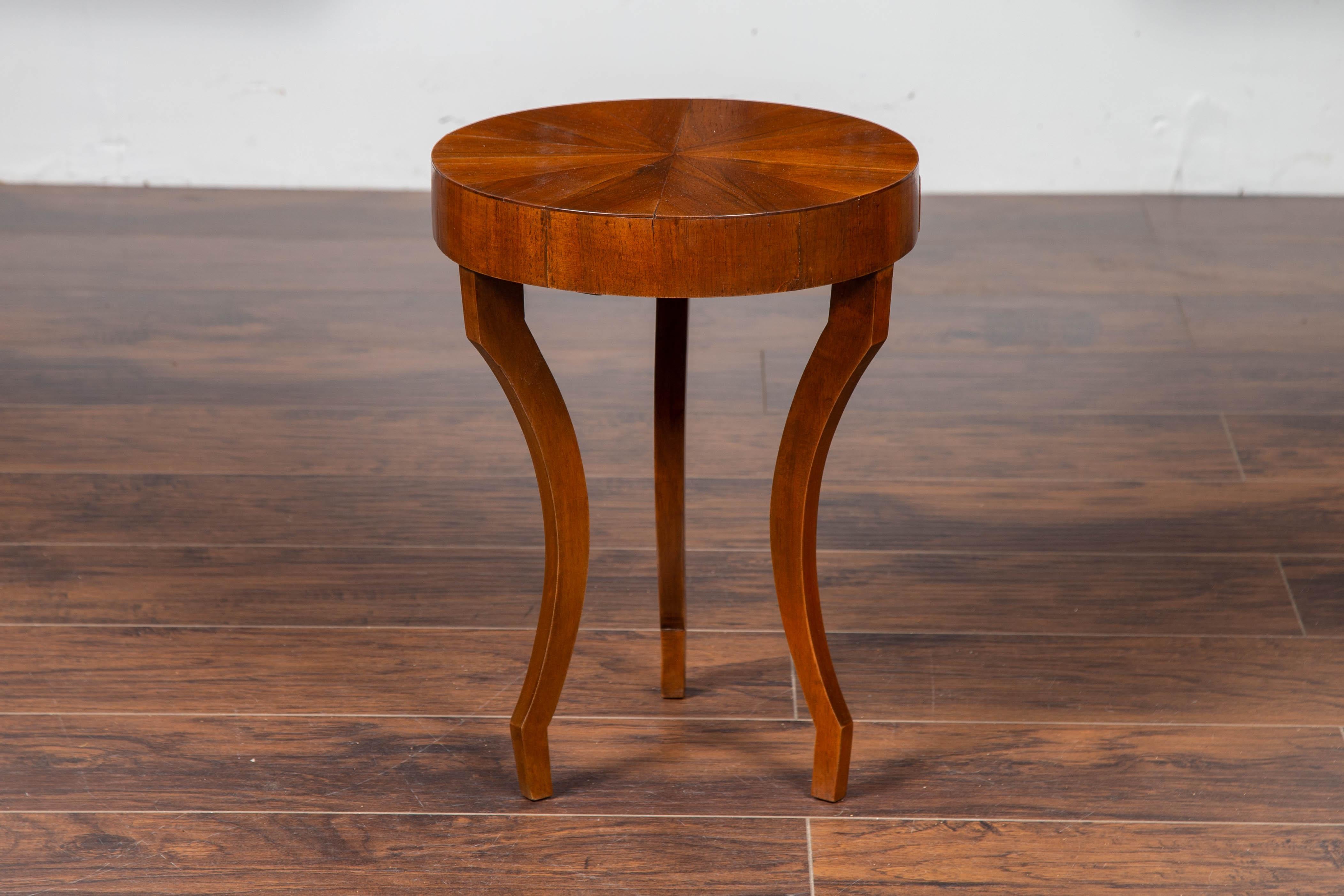 Italian Midcentury Drink Table with Radiating Veneer and Single Drawer 3