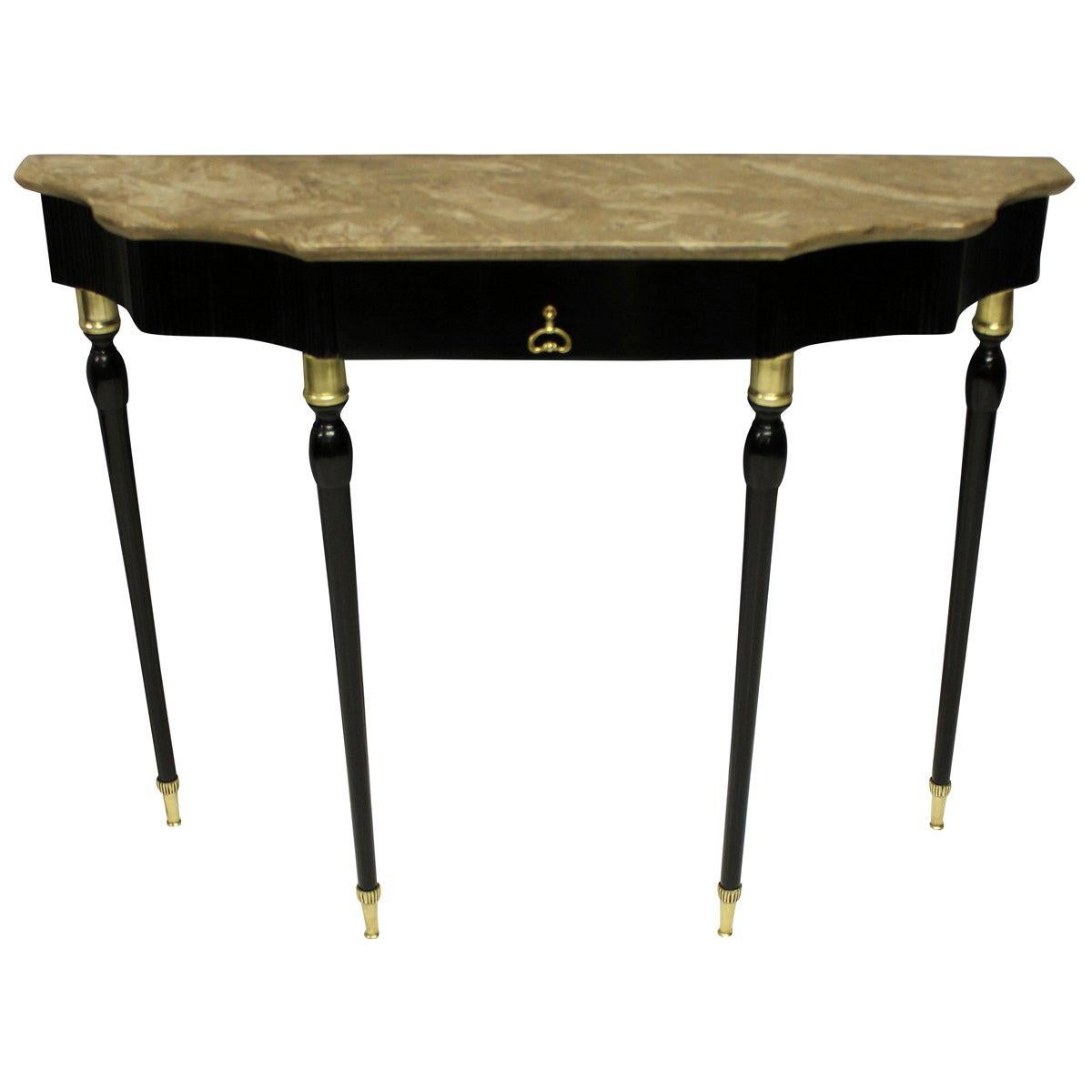 Italian Midcentury Ebonized Console Table