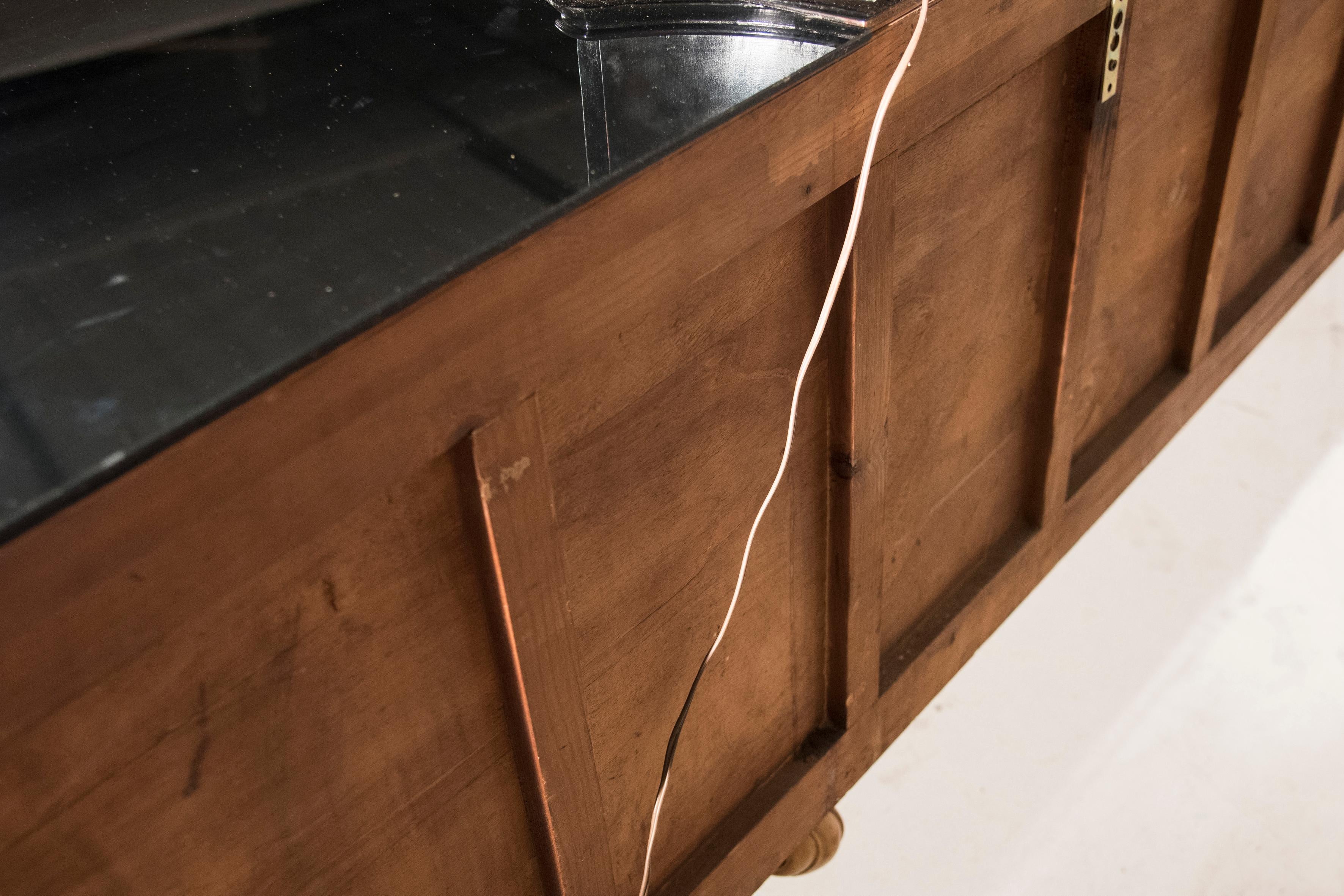 Italian Midcentury Eclectic Mirrored Credenza and Light Blue Illuminated Mirror 15