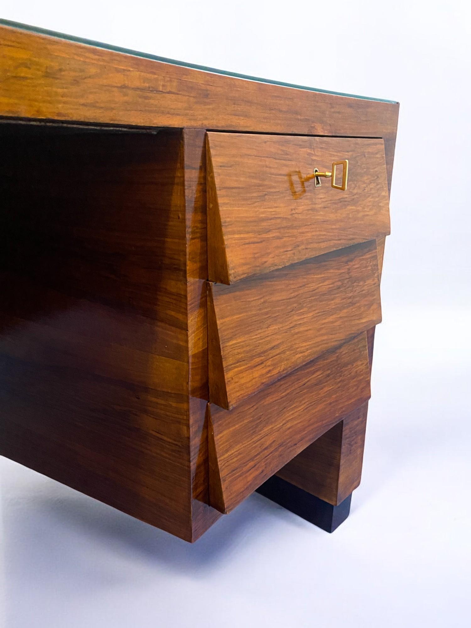 Italian Midcentury Executive Desk Table with chair designed by Gio' Ponti, 1940s For Sale 9