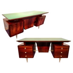 Italian Midcentury Executive Desk with Chairs, Vittorio Dassi, 1950s