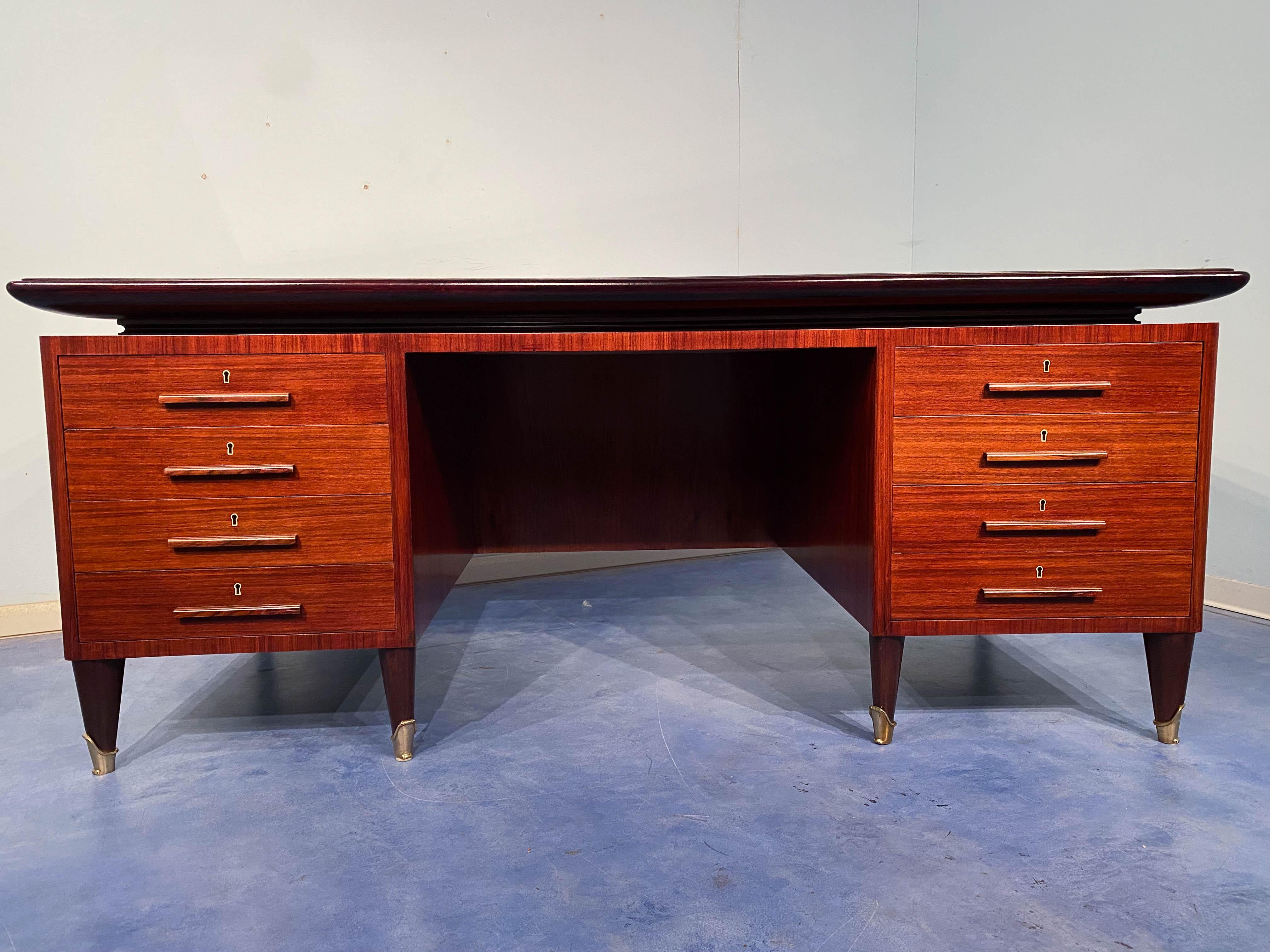 Italian Midcentury Executive Rosewood Desk and Chair by Dassi, 1950s 2