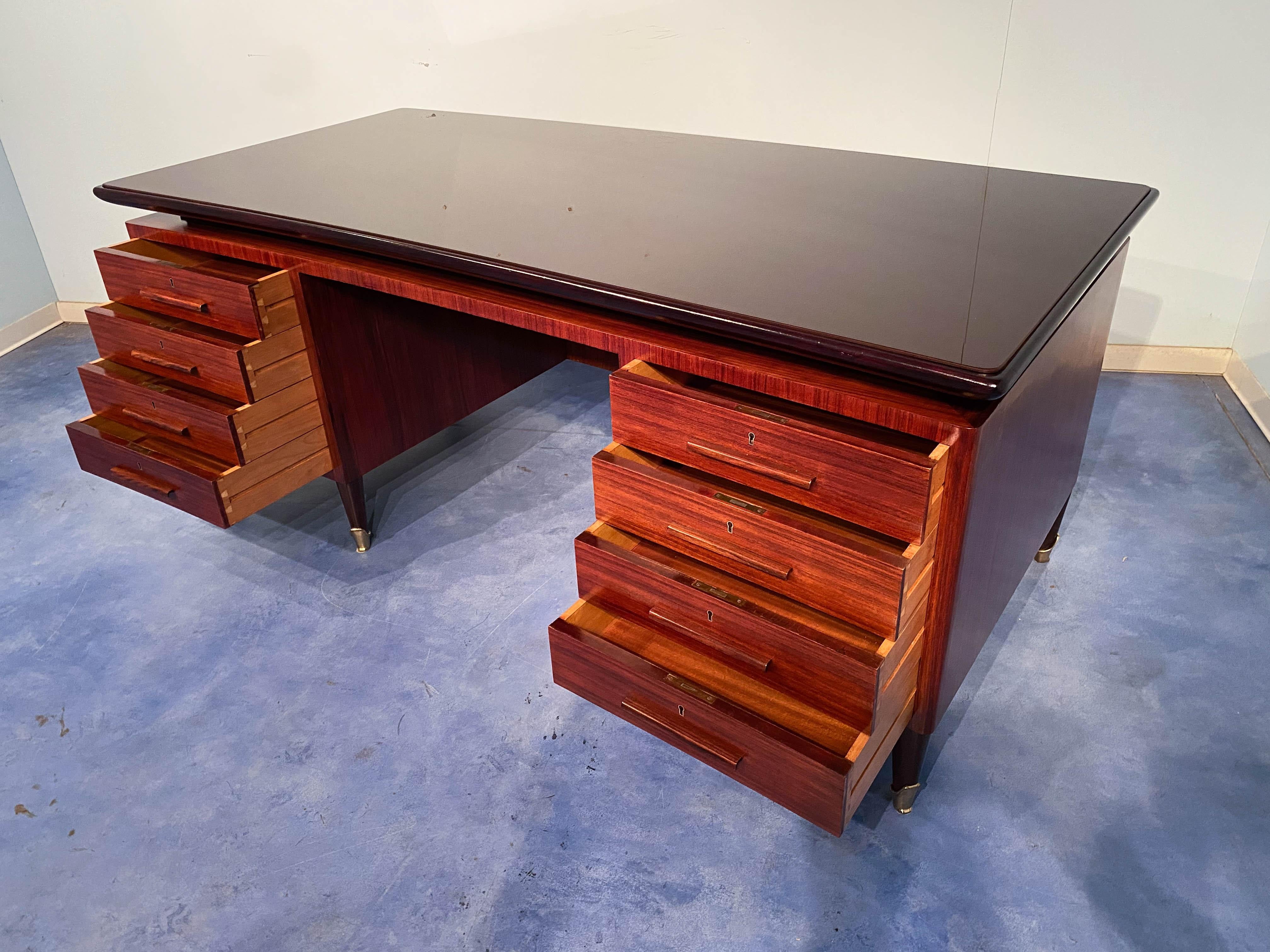 Italian Midcentury Executive Rosewood Desk and Chair by Dassi, 1950s 6