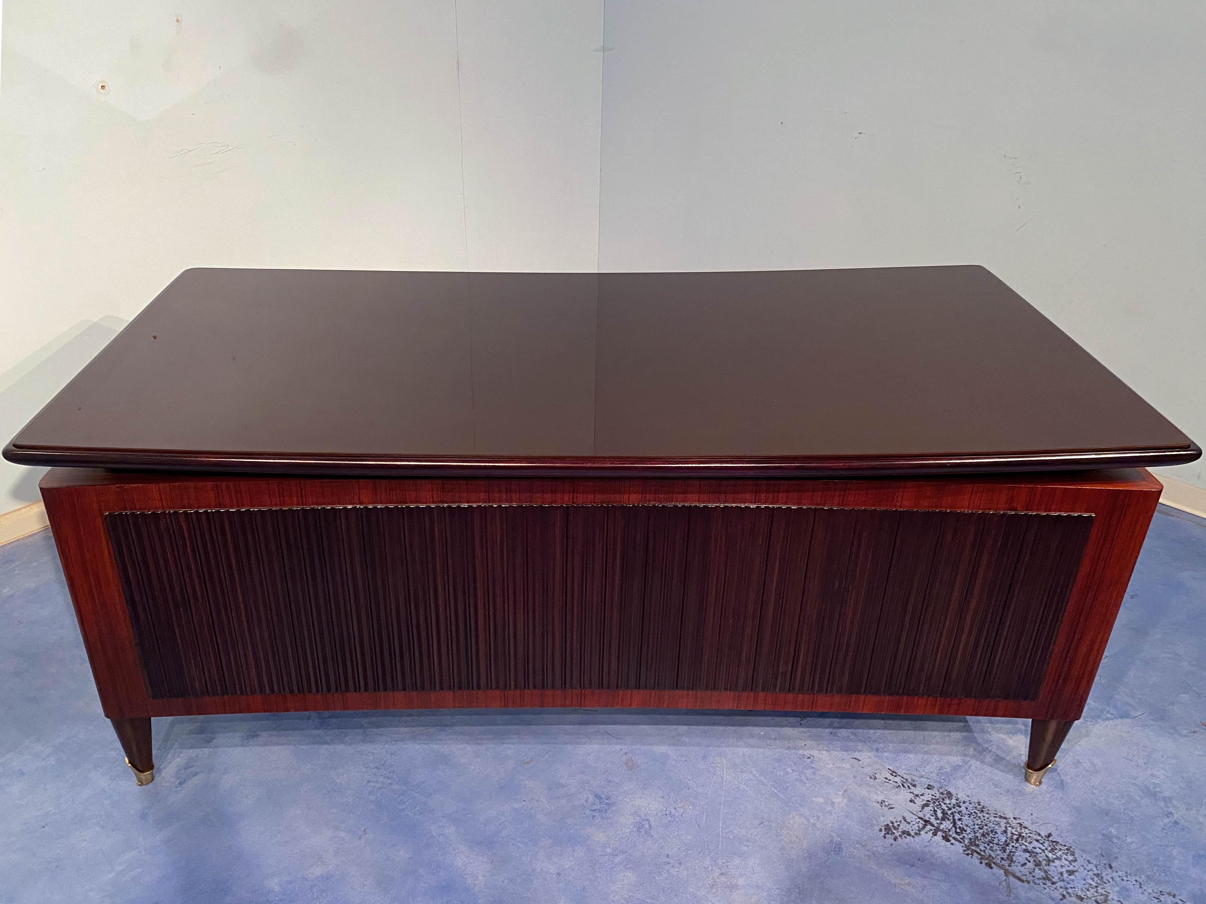 Mid-Century Modern Italian Midcentury Executive Rosewood Desk and Chair by Dassi, 1950s