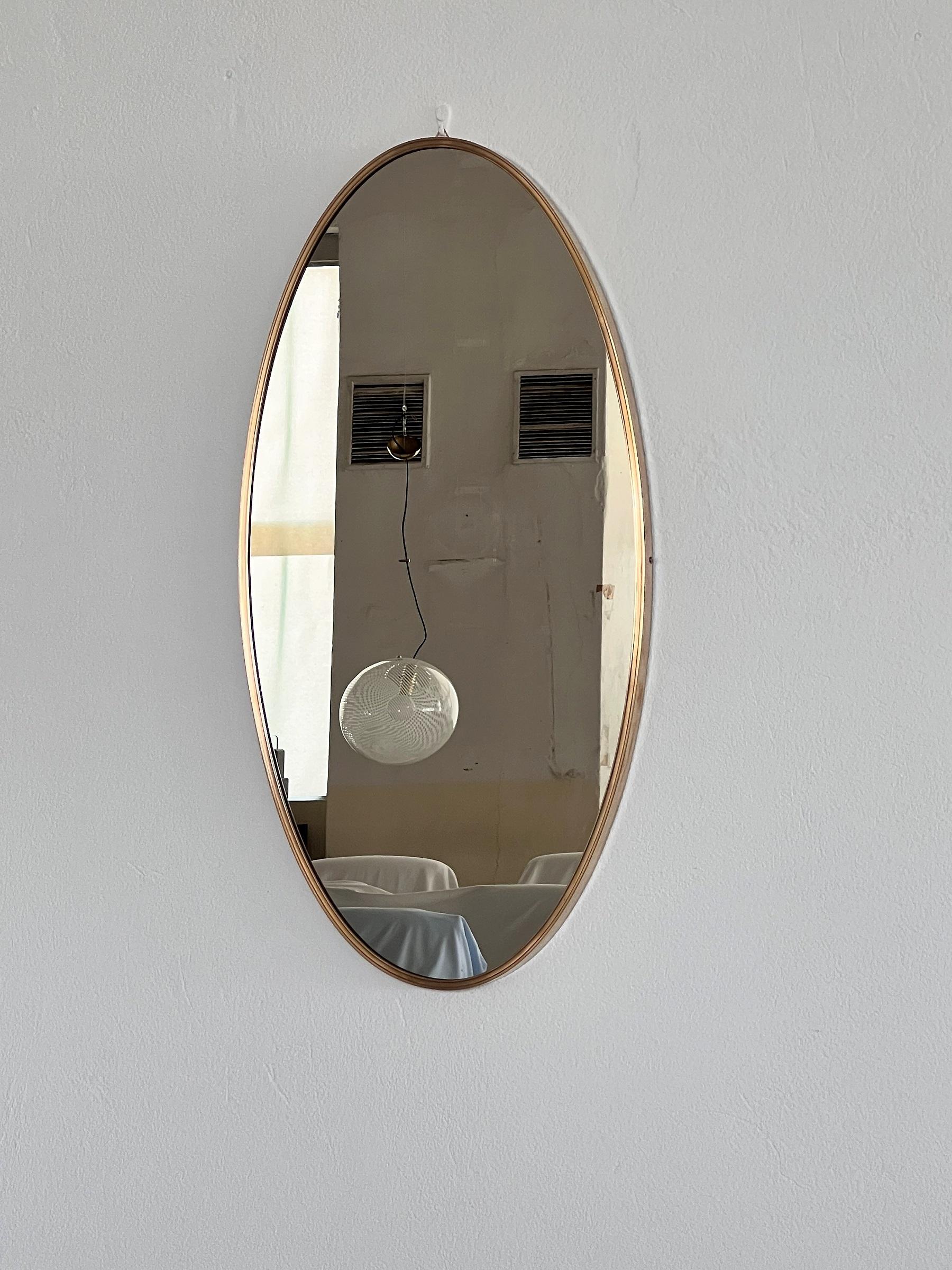 Italian Midcentury Extra Large Vintage Wall Mirror with Brass Frame, 1970s 5