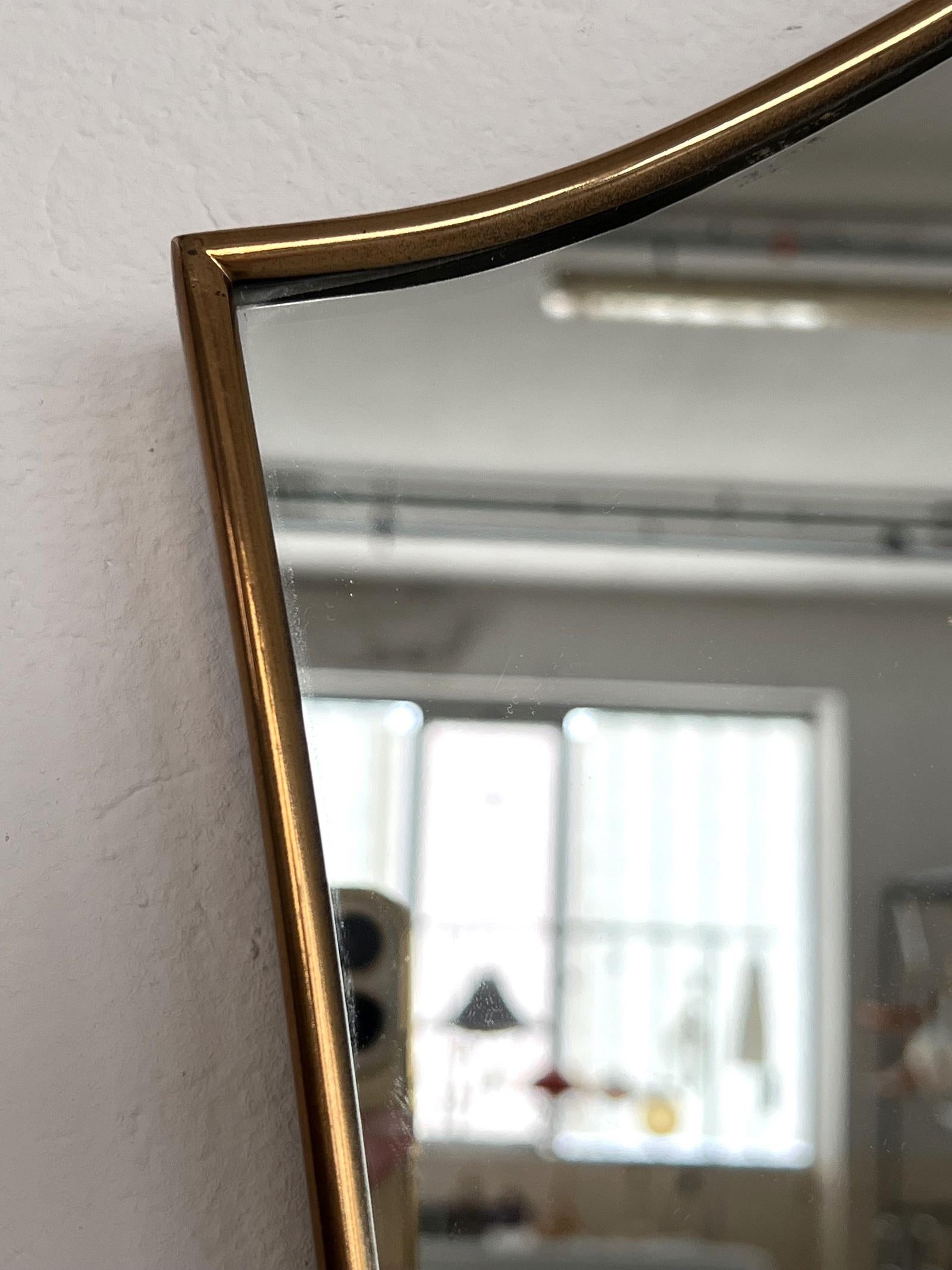 Italian Midcentury Extra Large Vintage Wall Mirror with Brass Frame, 1970s For Sale 5