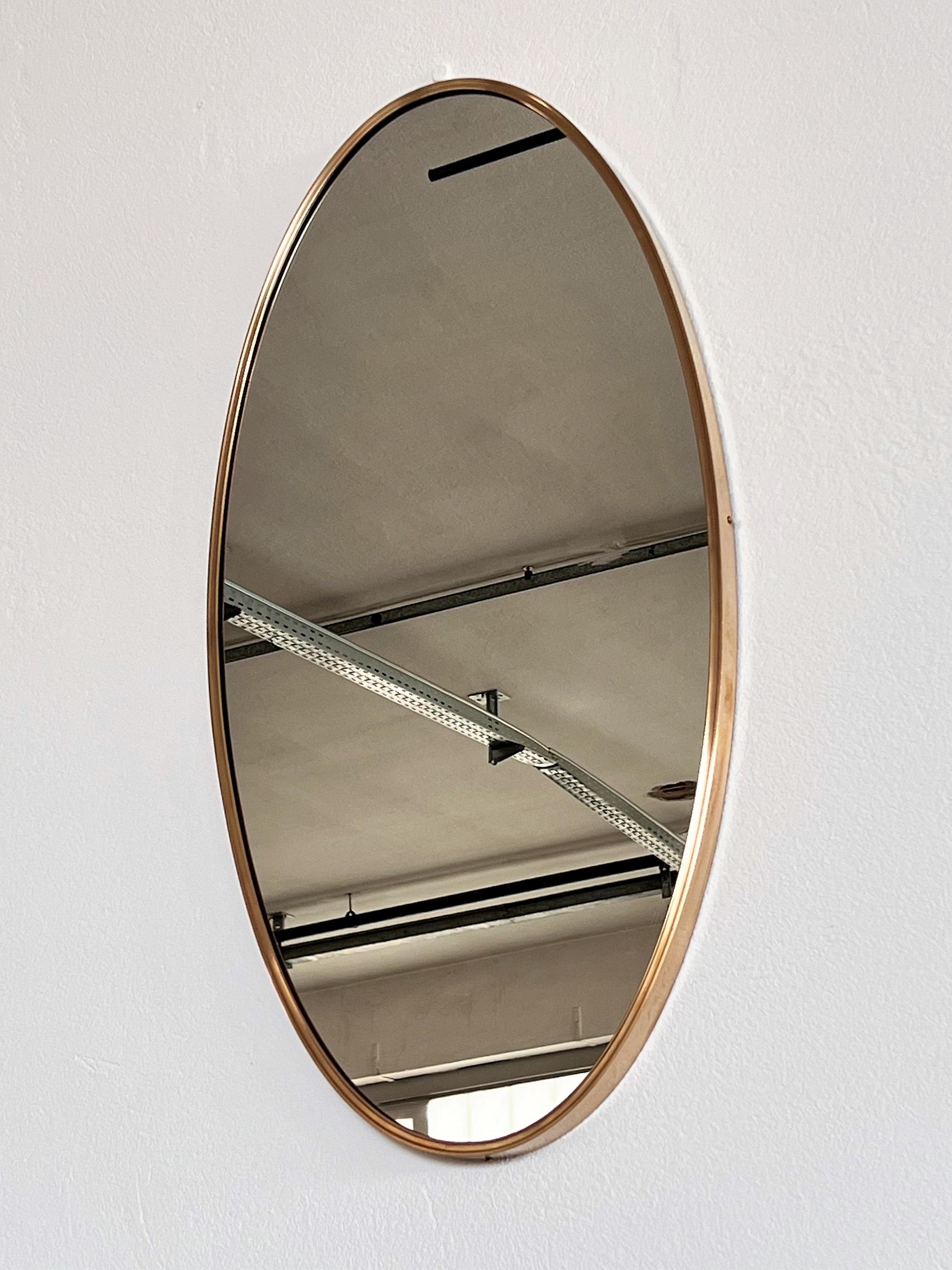 Italian Midcentury Extra Large Vintage Wall Mirror with Brass Frame, 1970s 6