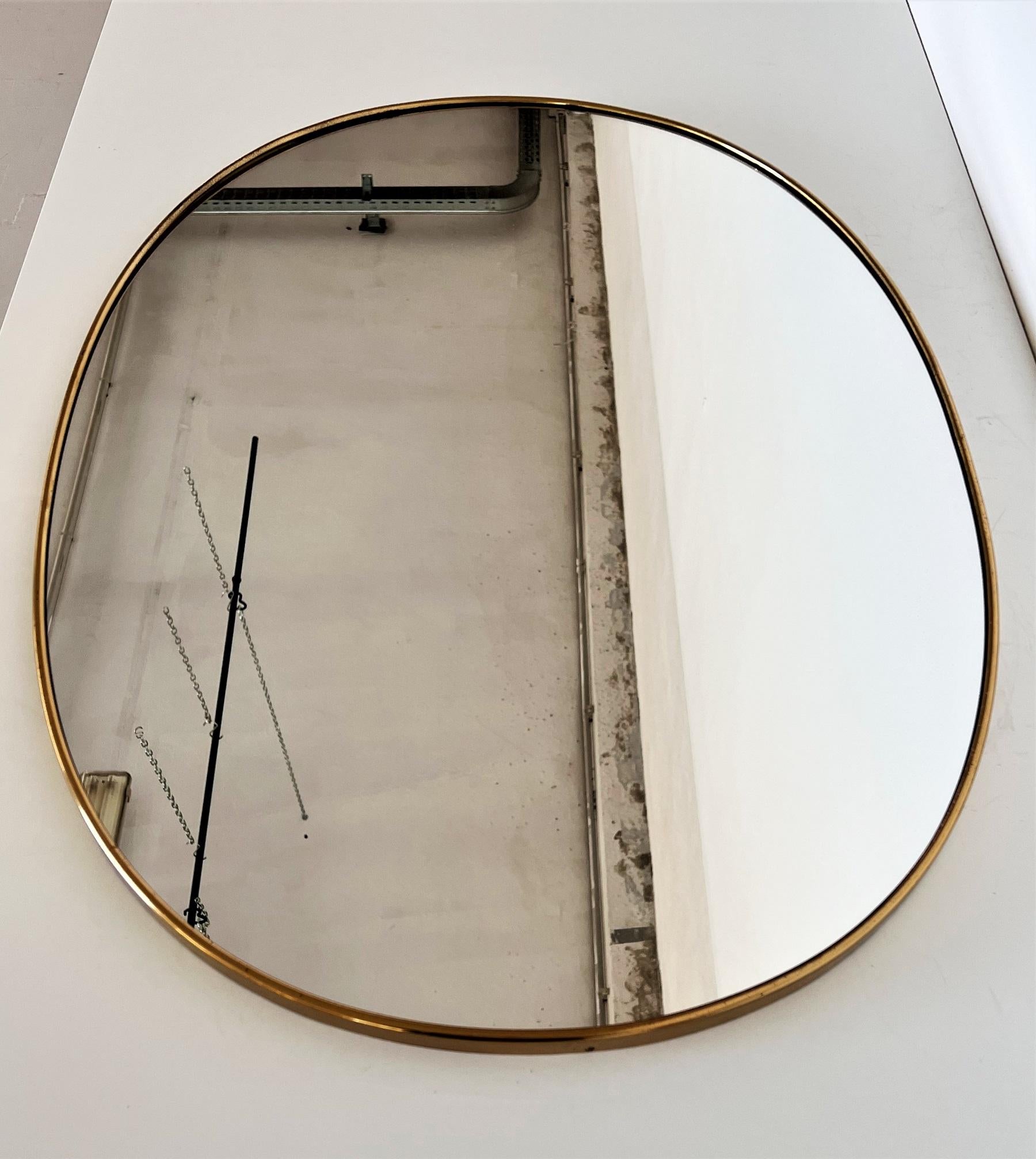 Italian Midcentury Extra Large Vintage Wall Mirror with Brass Frame, 1970s 6