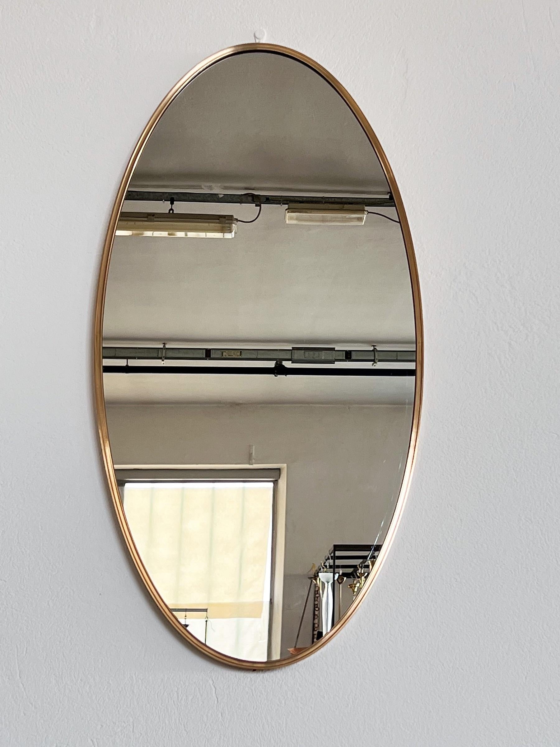 Italian Midcentury Extra Large Vintage Wall Mirror with Brass Frame, 1970s 8