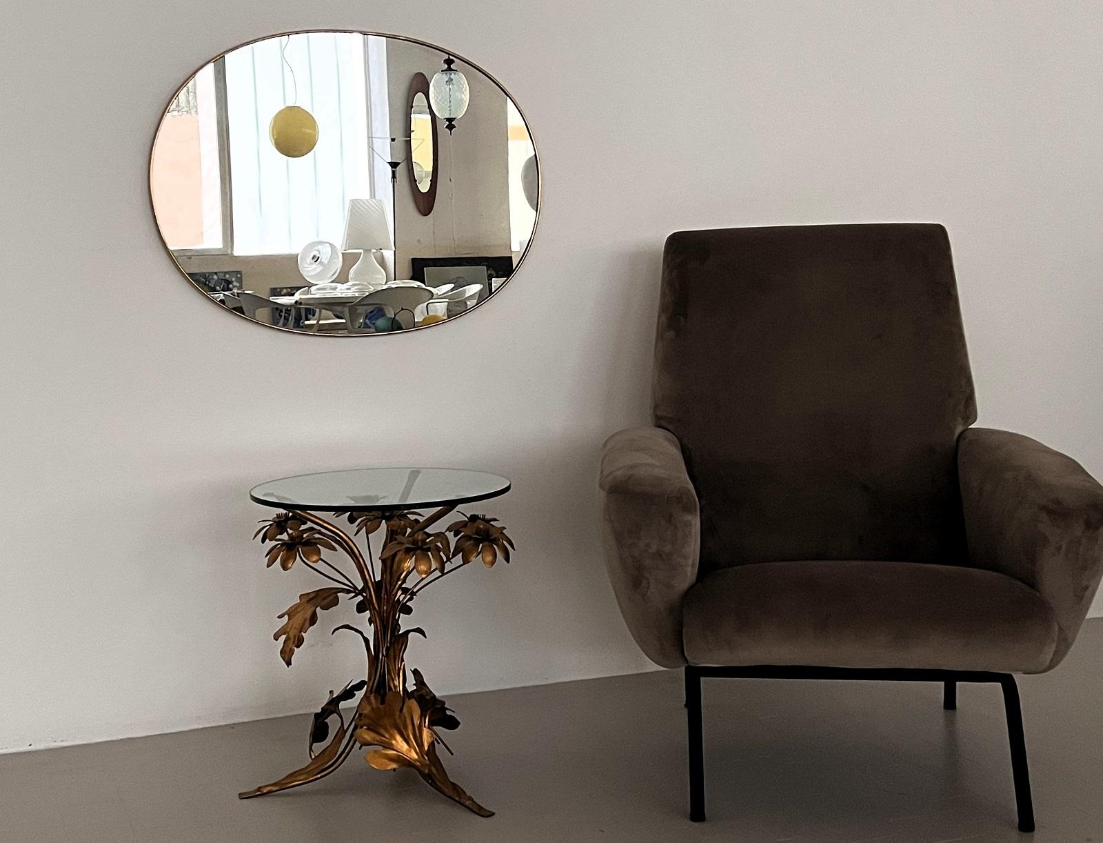 Italian Midcentury Extra Large Vintage Wall Mirror with Brass Frame, 1970s For Sale 10