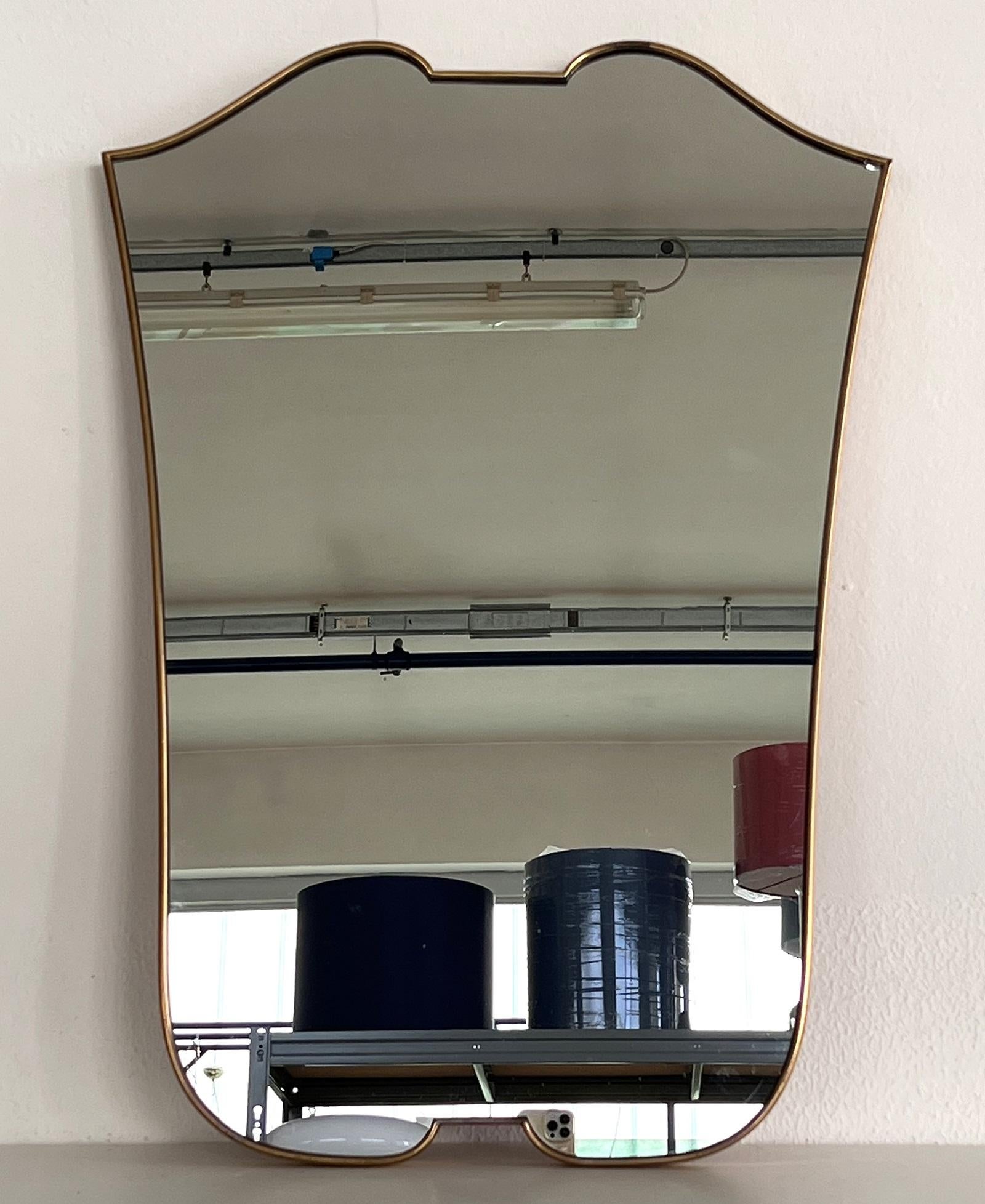 Italian Midcentury Extra Large Vintage Wall Mirror with Brass Frame, 1970s For Sale 10