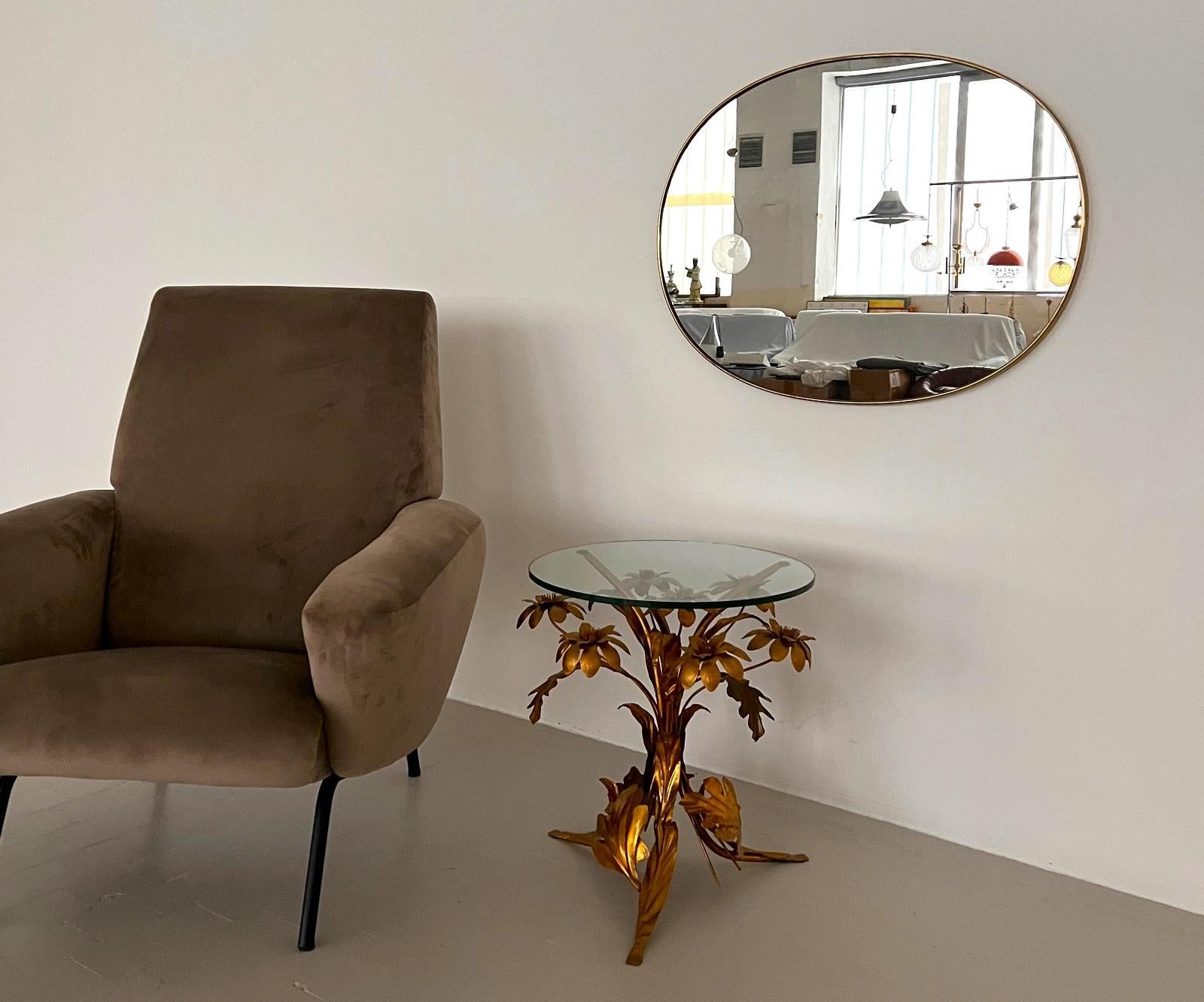 Italian Midcentury Extra Large Vintage Wall Mirror with Brass Frame, 1970s 11