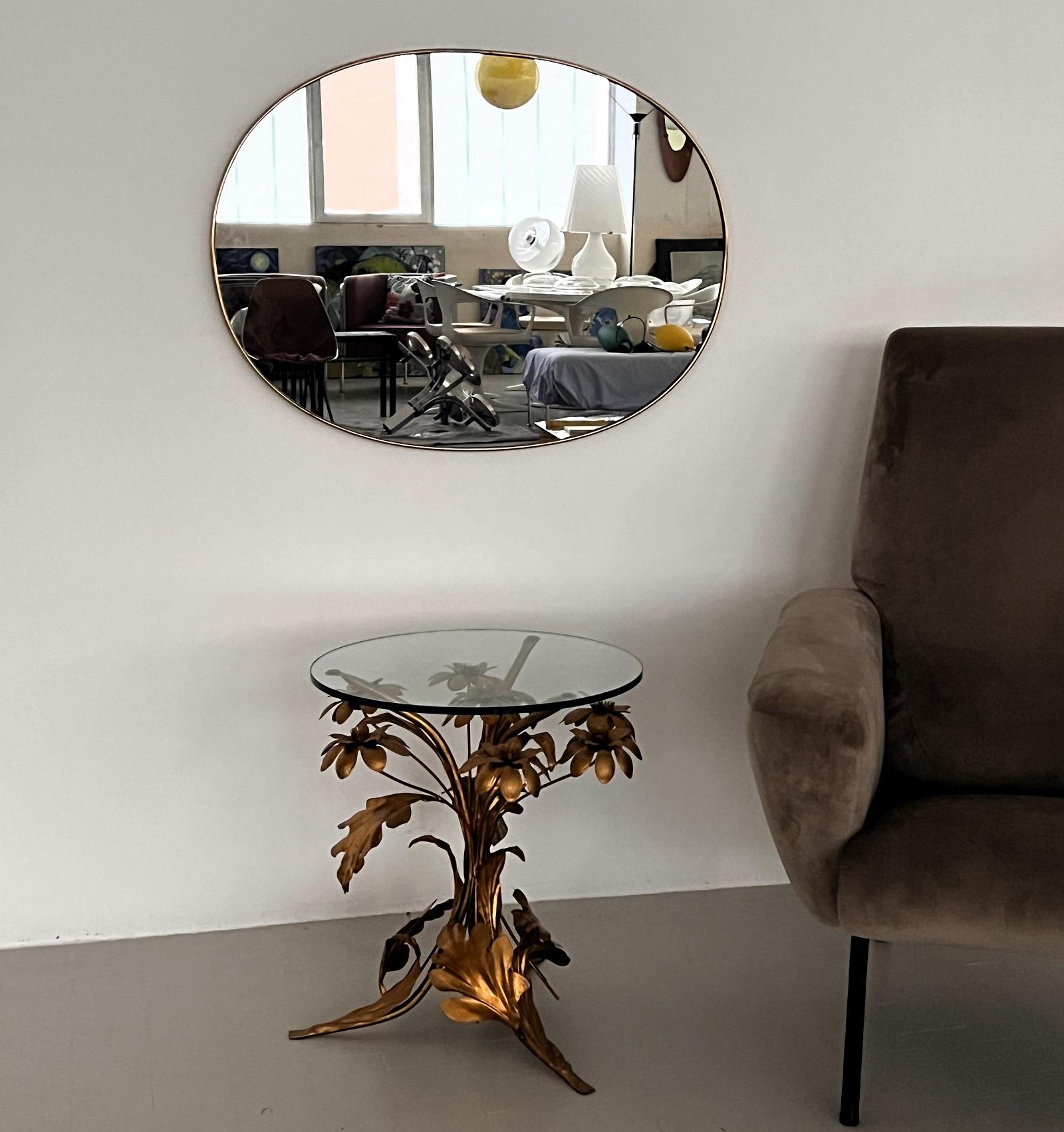 Italian Midcentury Extra Large Vintage Wall Mirror with Brass Frame, 1970s 12