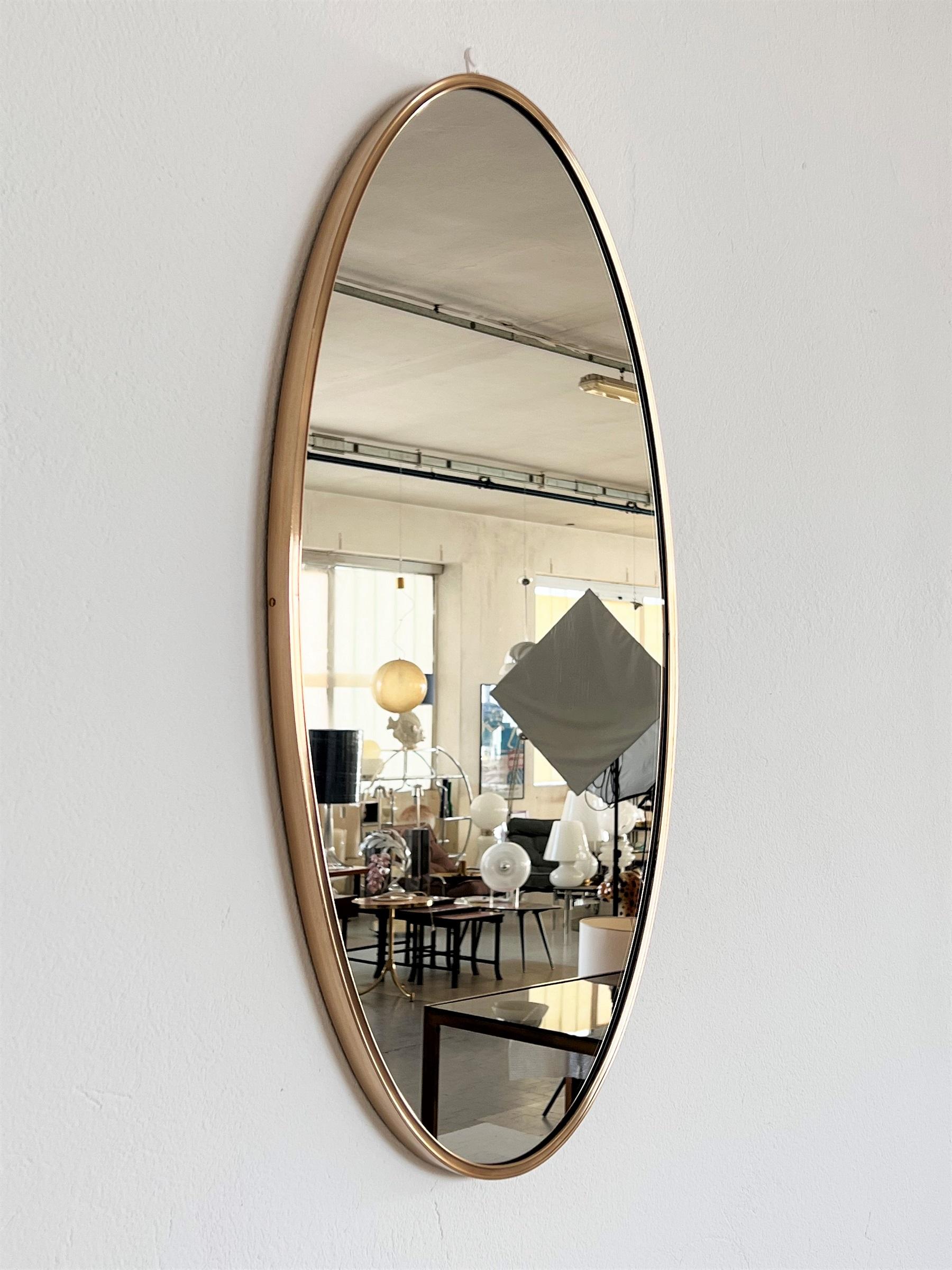 Mid-Century Modern Italian Midcentury Extra Large Vintage Wall Mirror with Brass Frame, 1970s