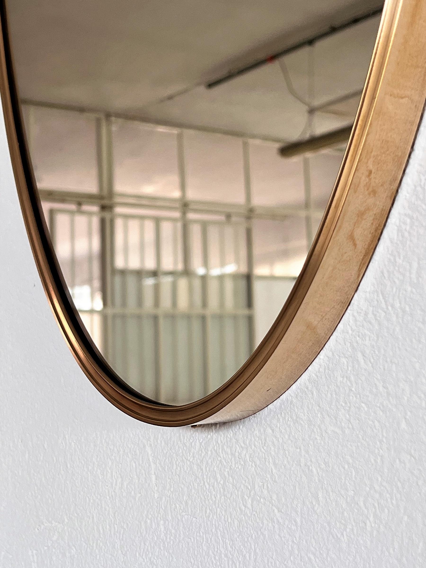 Italian Midcentury Extra Large Vintage Wall Mirror with Brass Frame, 1970s 2