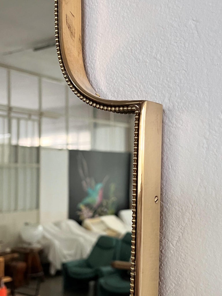Italian Midcentury Extra Large Vintage Wall Mirror with Brass Frame ...