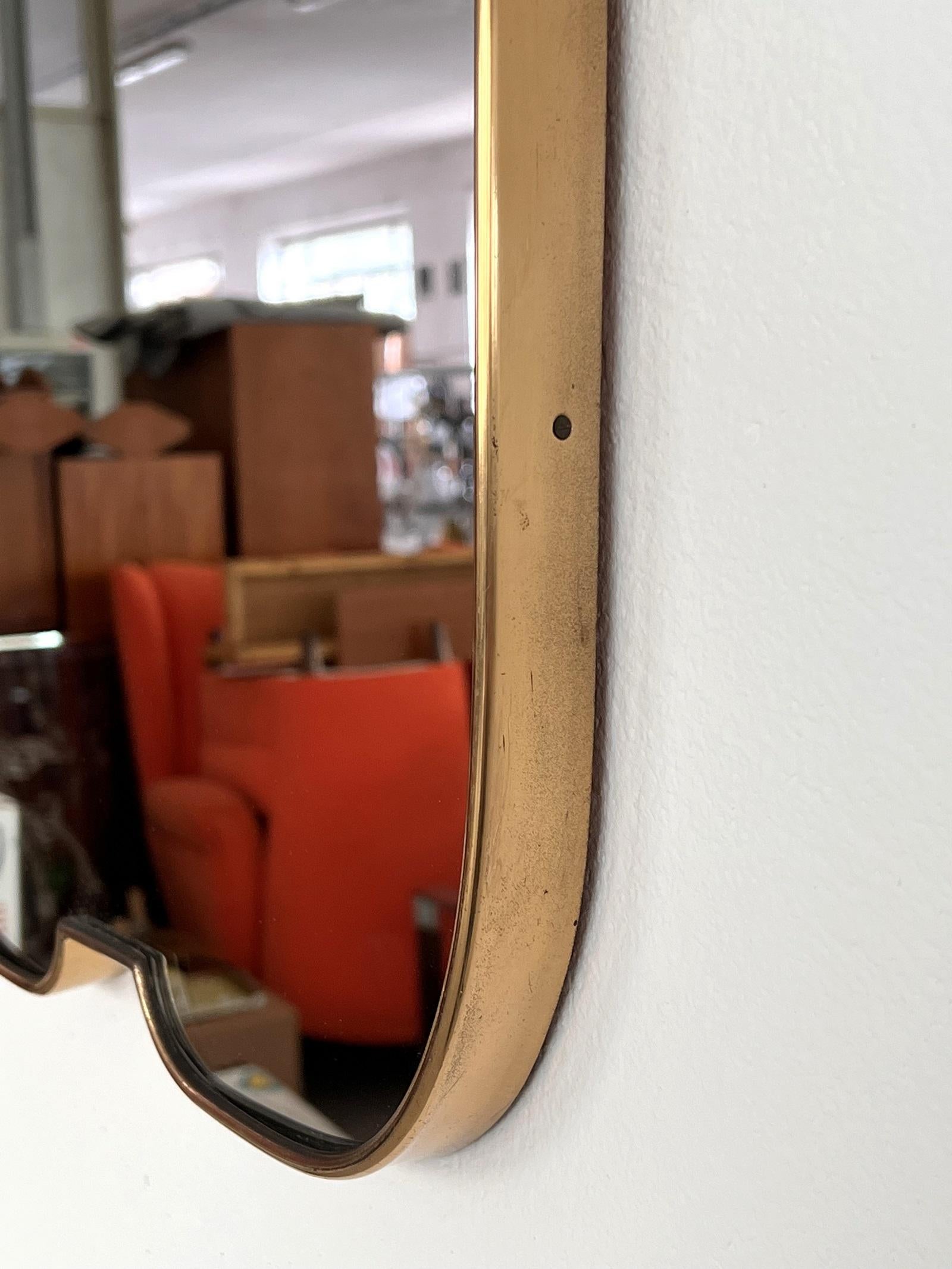 Italian Midcentury Extra Large Vintage Wall Mirror with Brass Frame, 1970s For Sale 3