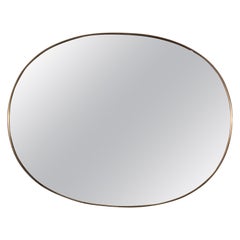 Italian Midcentury Extra Large Vintage Wall Mirror with Brass Frame, 1970s
