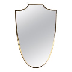 Miroir mural italien extra-large vintage du milieu du siècle avec cadre en laiton, années 1970