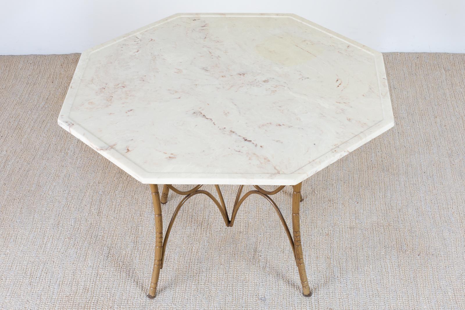 Italian Midcentury Faux Bamboo Marble-Top Dining Table 3