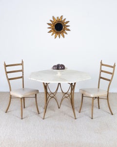 Italian Midcentury Faux Bamboo Marble-Top Dining Table