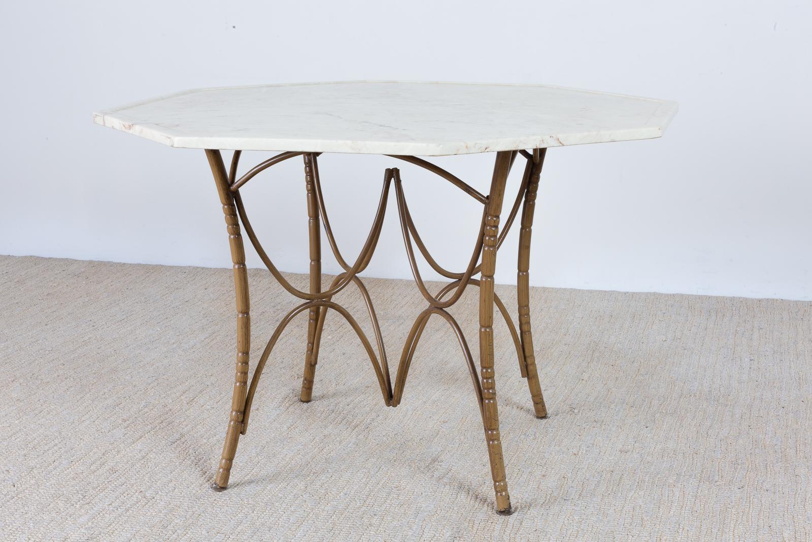Mid-Century Modern Italian Midcentury Faux Bamboo Marble-Top Dining Table