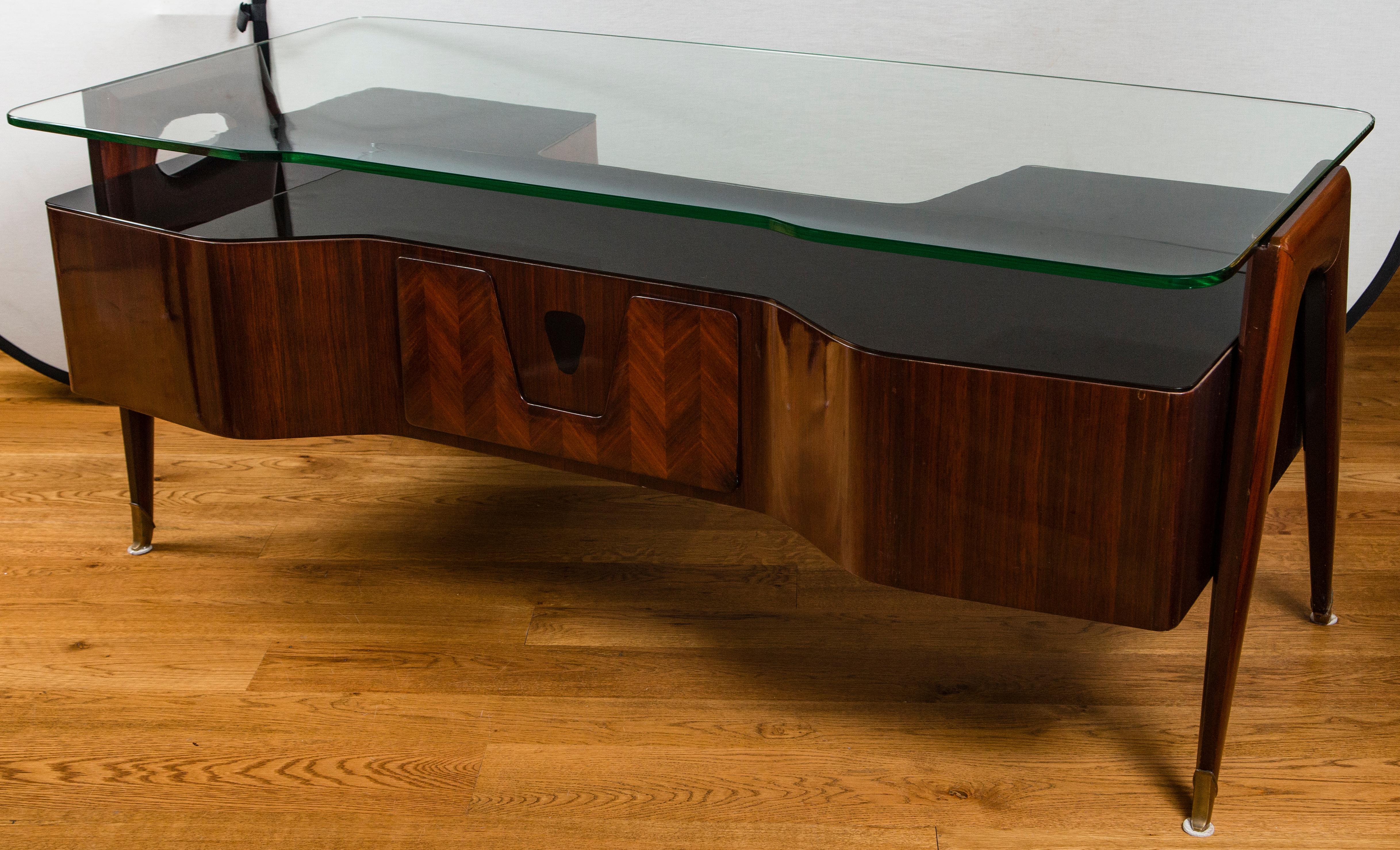 Mid-Century Modern Italian Midcentury Floating Glass Executive Desk by Vittorio Dassi