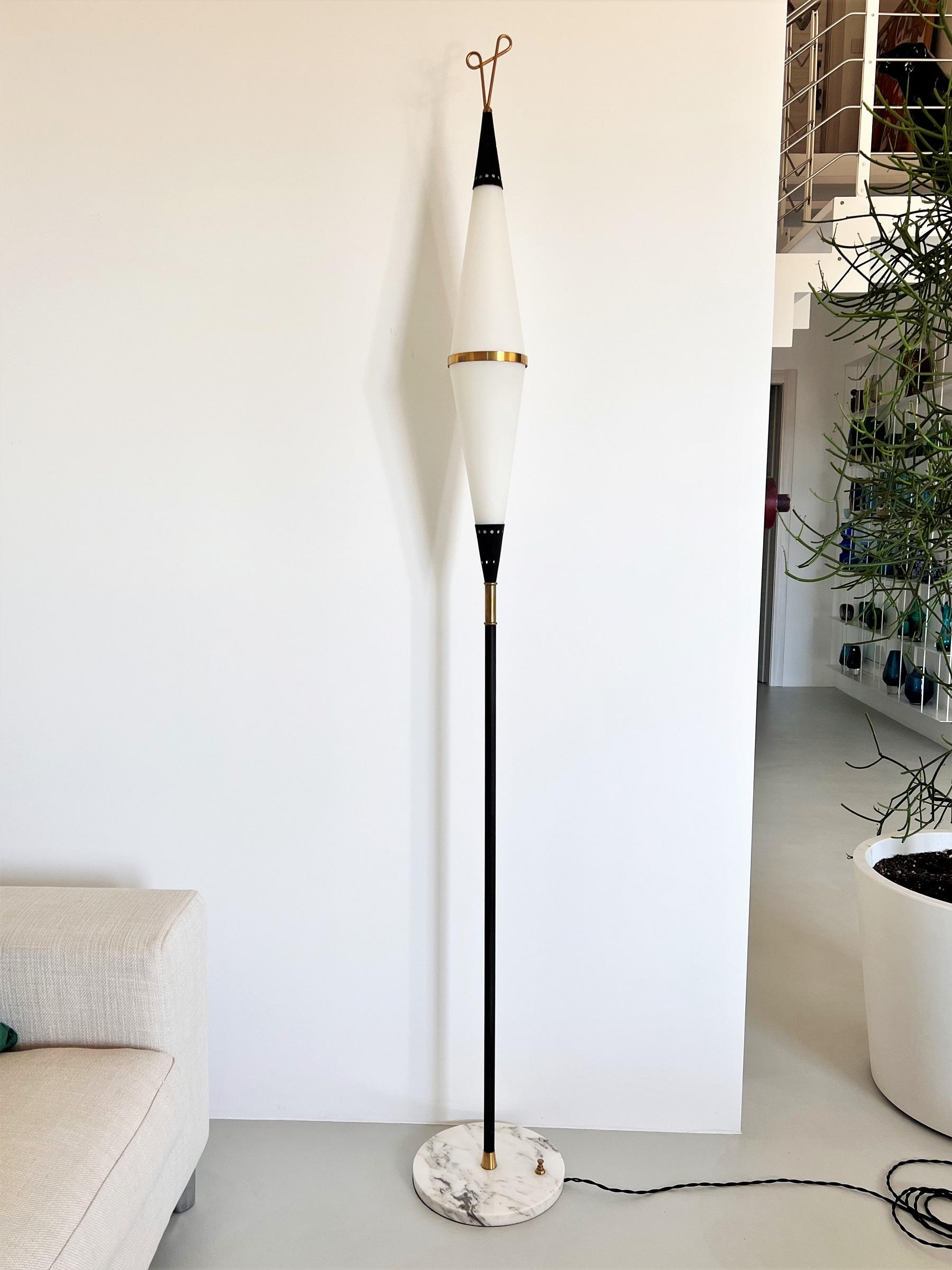 Mid-Century Modern Italian Midcentury Floor Lamp in Glass, Brass and Marble by Reggiani, 1960s For Sale