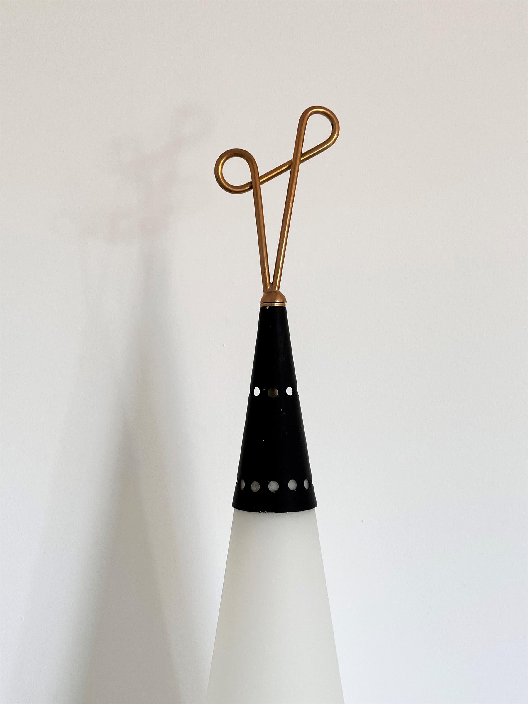 Mid-20th Century Italian Midcentury Floor Lamp in Glass, Brass and Marble by Reggiani, 1960s For Sale