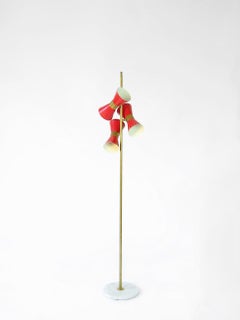 Italian Midcentury Floor Lamp, Vintage Brass Frame and Marble Base