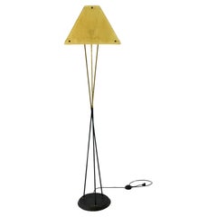 Italian Midcentury Floor Lamp W/ Original Resin Encased Woven Shade