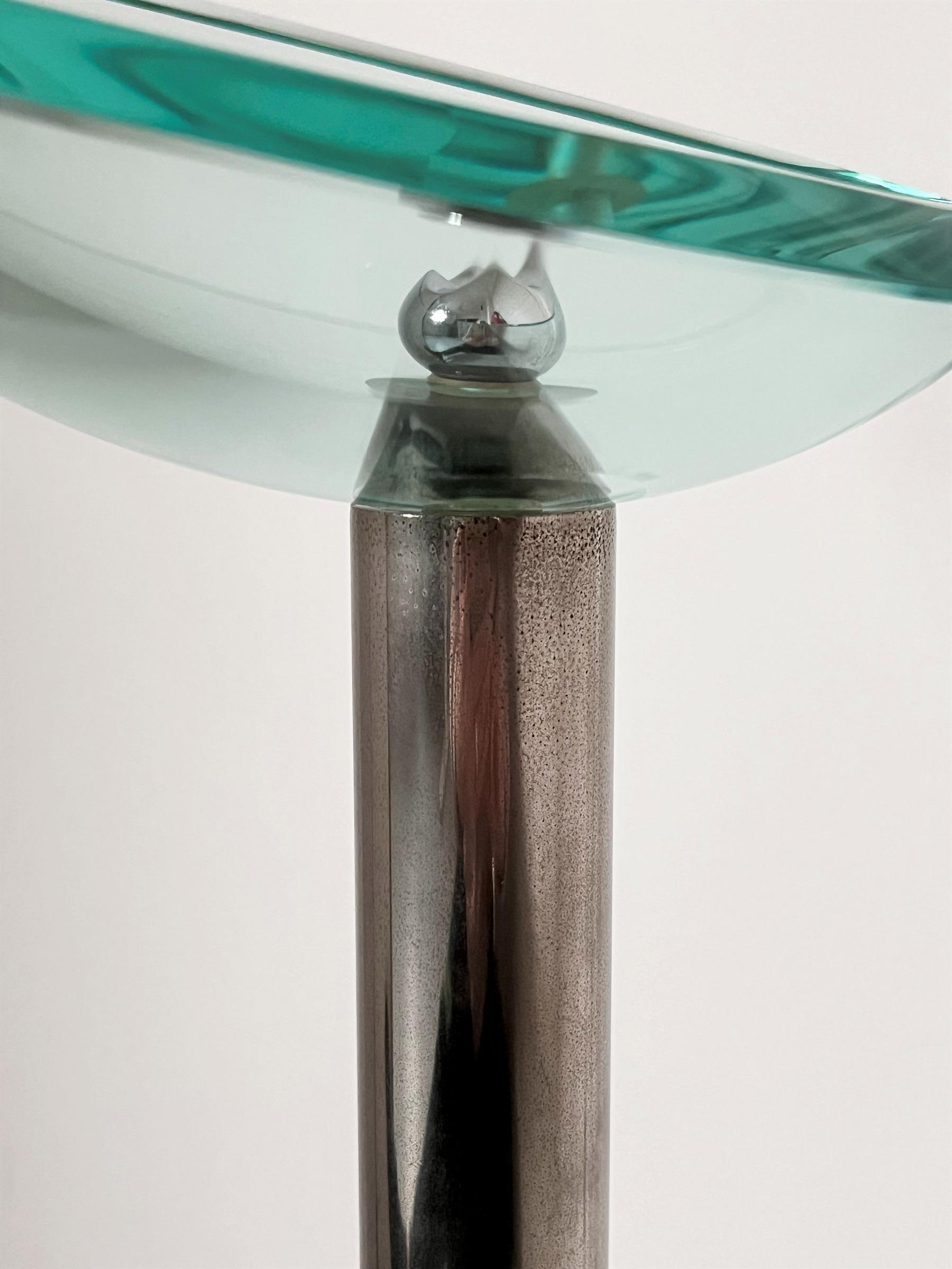 Italian Mid-Century Floor Standing Glass Ashtray with Steel Base by Fontana Arte 7