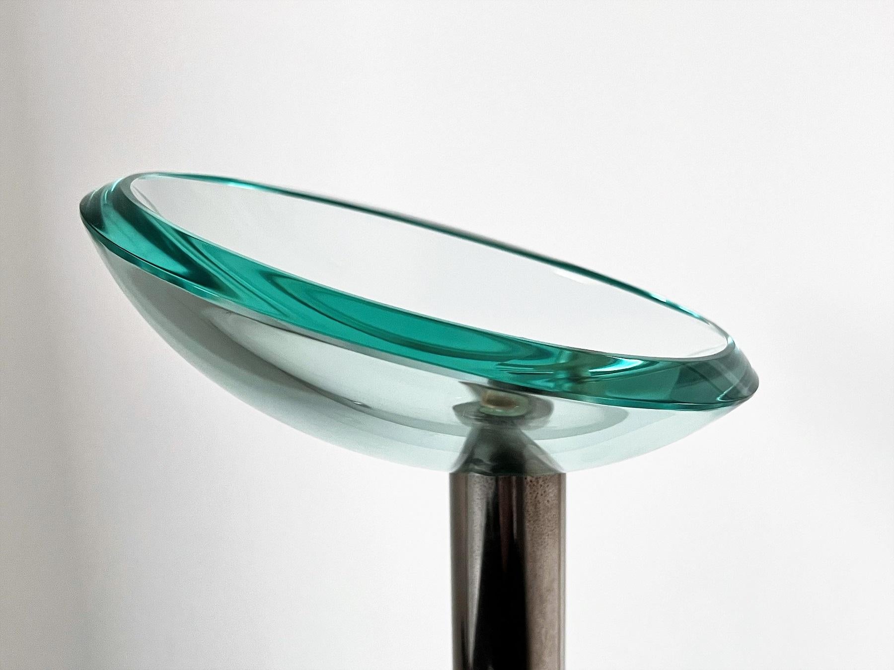 Italian Mid-Century Floor Standing Glass Ashtray with Steel Base by Fontana Arte 9