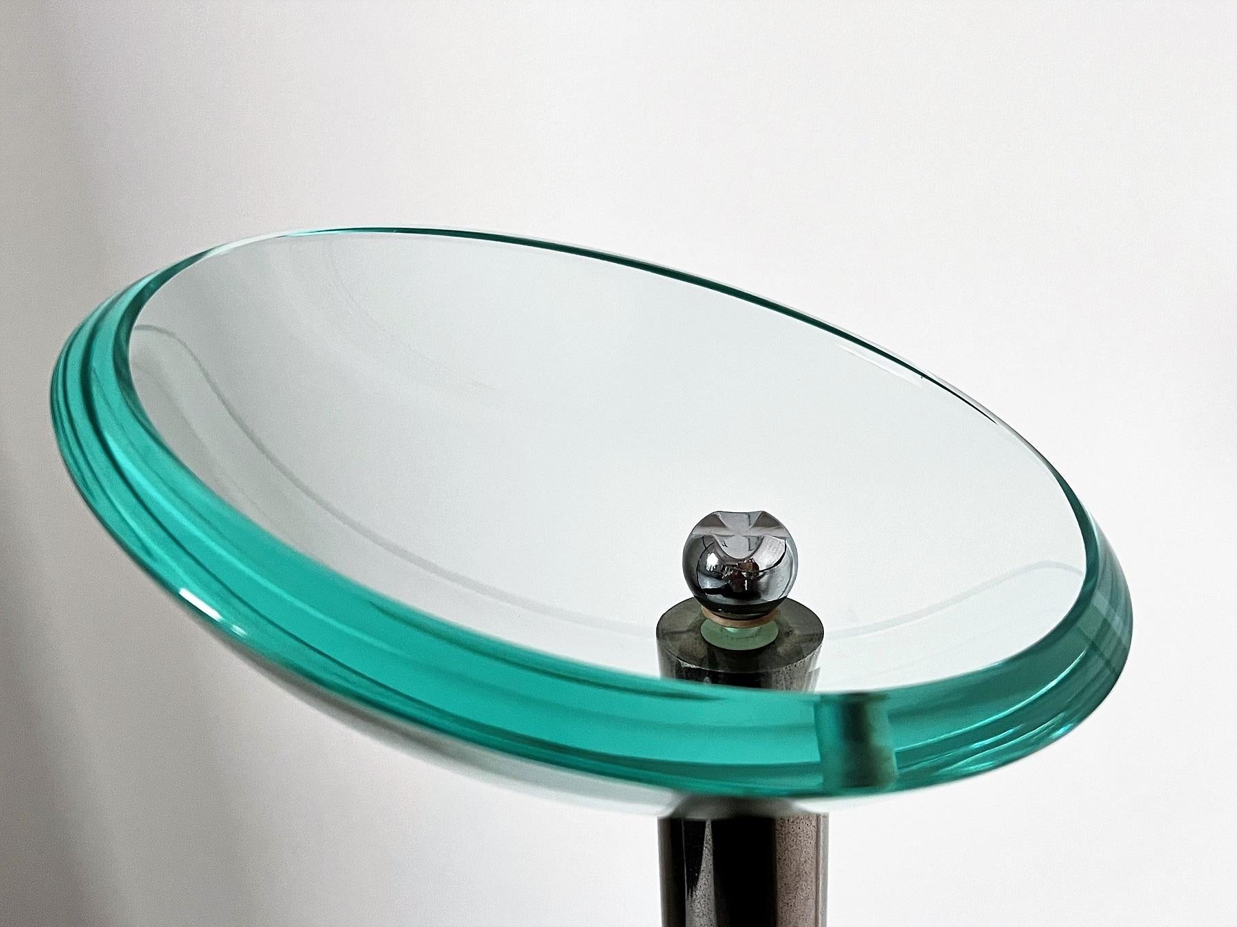 Italian Mid-Century Floor Standing Glass Ashtray with Steel Base by Fontana Arte 10