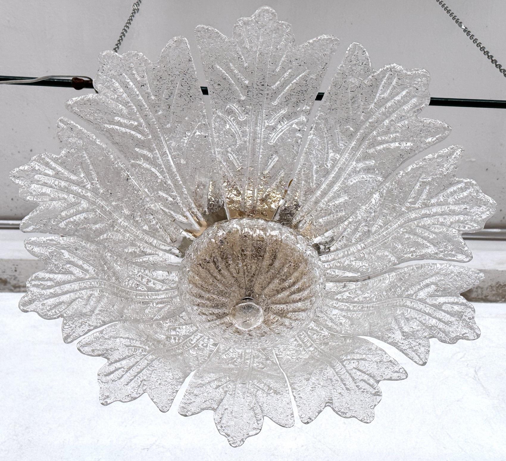 Italian Midcentury Flower Murano Glass Chandelier, 1970s For Sale 3