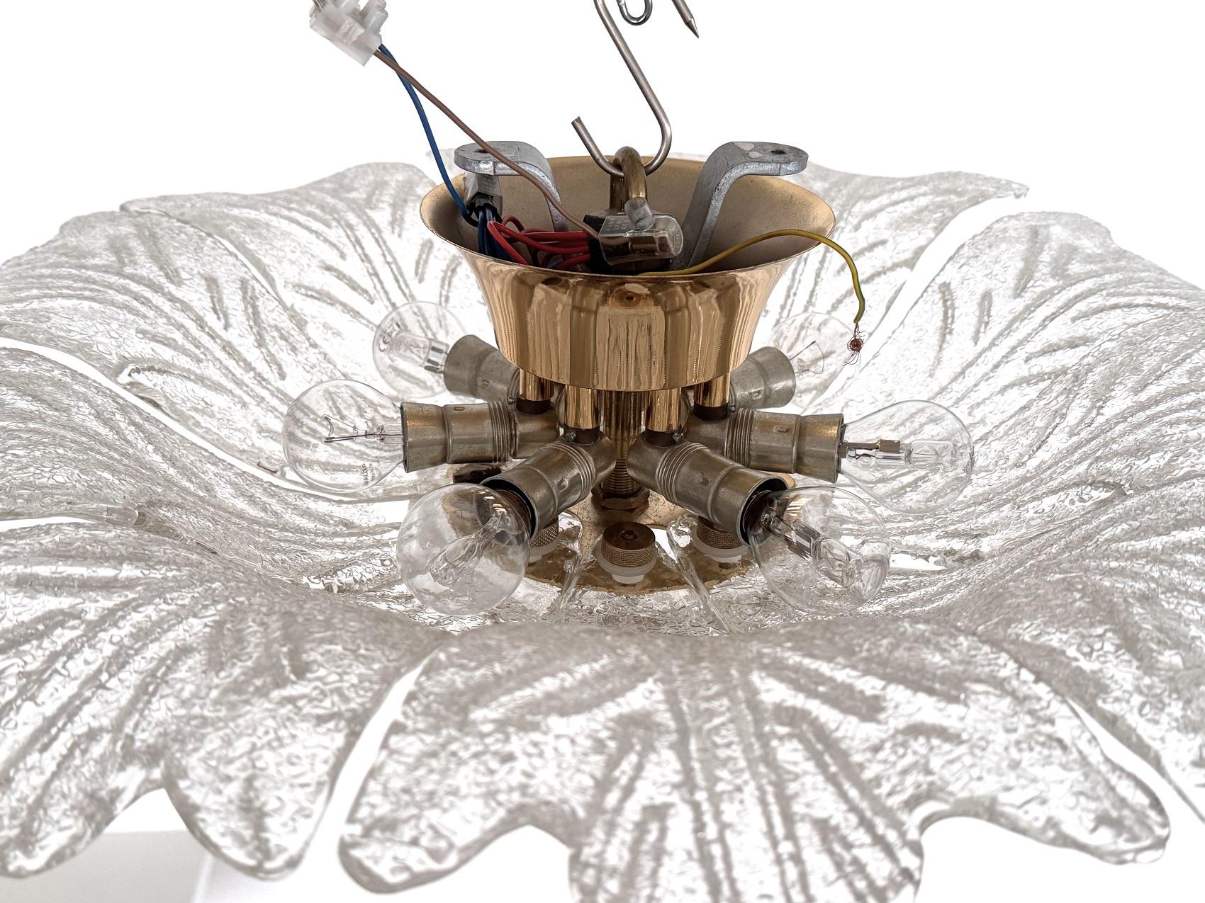 Italian Midcentury Flower Murano Glass Chandelier, 1970s For Sale 4