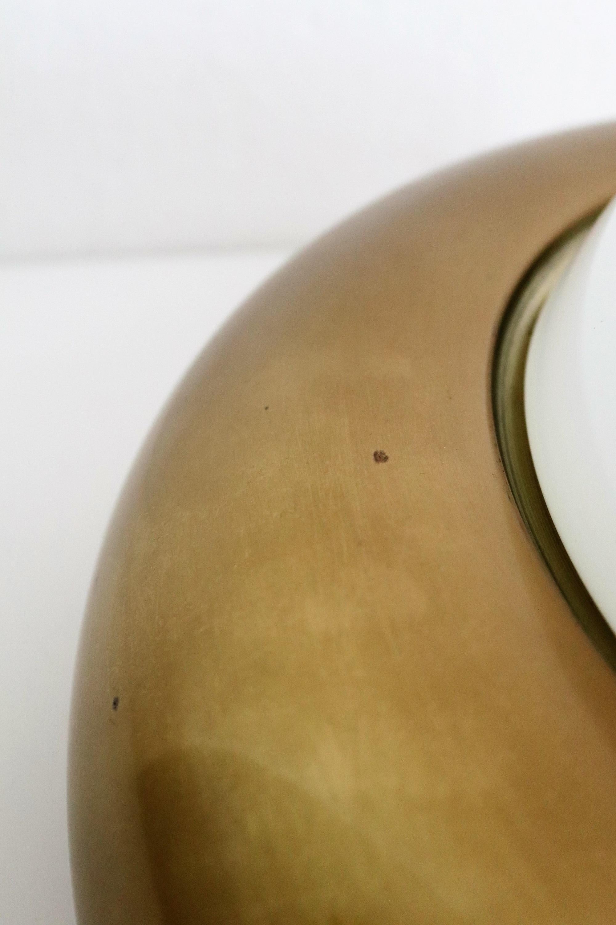 Italian Midcentury Flush Mount in Brass and Opaline Glass by Valenti Luce, 1960s 2