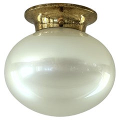 Italian Midcentury Flush Mount Light with Mother of pearl glass and Brass Base