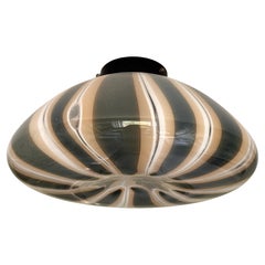 Italian Midcentury Flush Mount Murano Glass Ceiling Light by Venini, 1970s