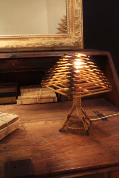 Franco Albini Style Rattan and Wicker Table Lamp, Italy, 1960s