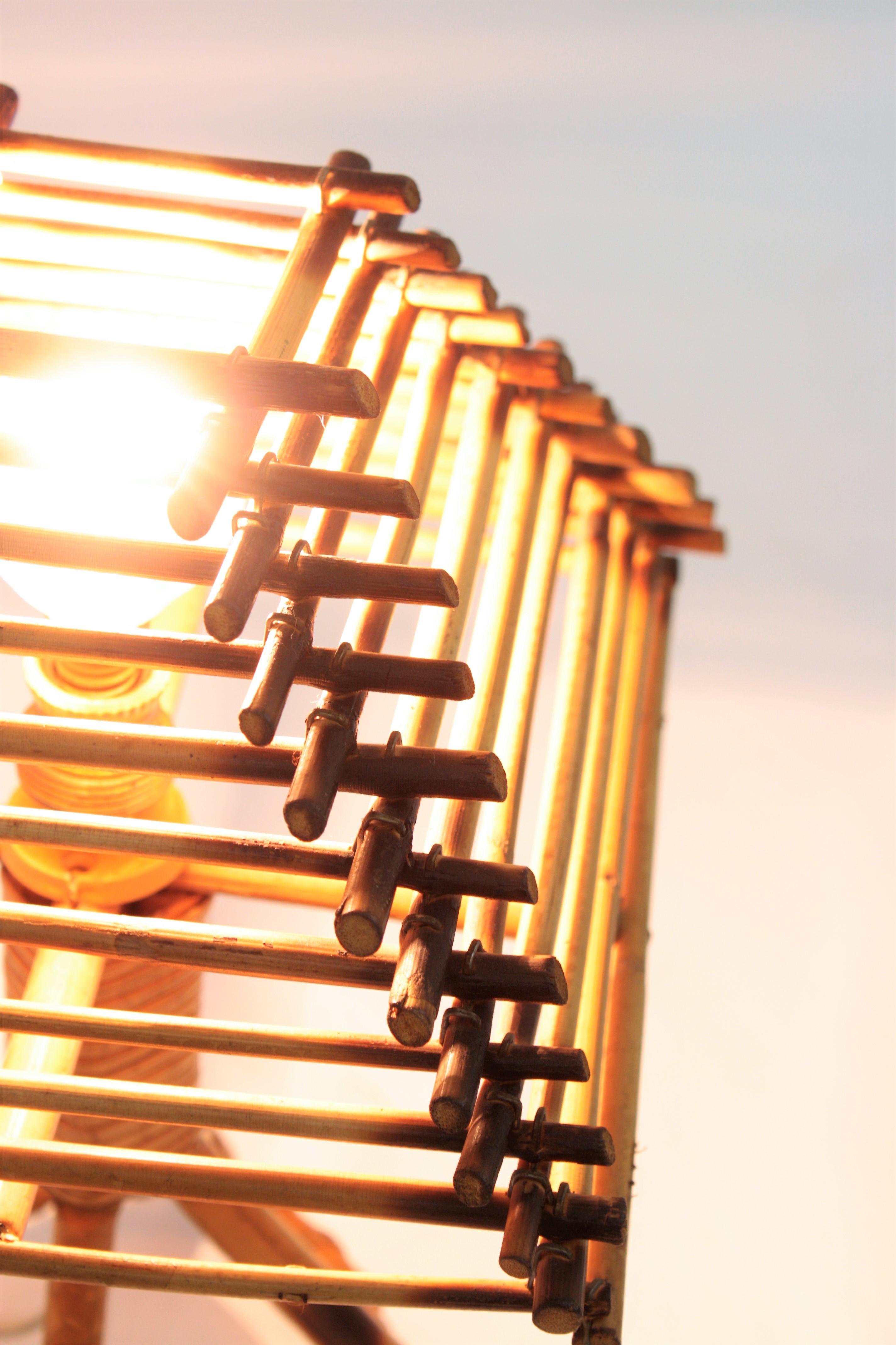 Franco Albini Style Rattan and Wicker Table Lamp, Italy, 1960s 2