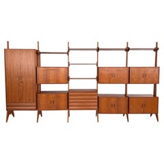 Estantería modular italiana de diseño XXL independiente de mediados de siglo, años 60
