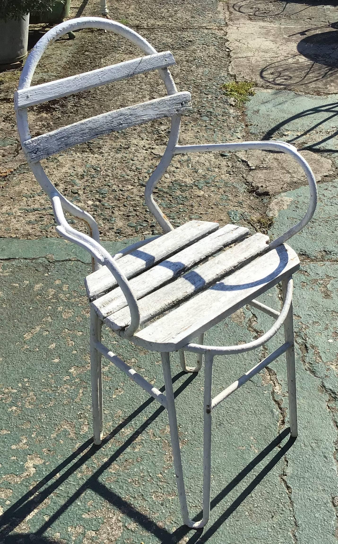 Italian Midcentury Garden Chairs in Iron and Wood from 1960s 1