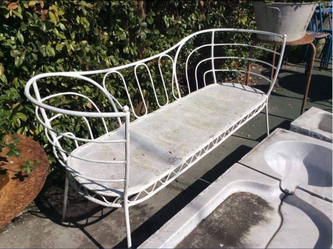 Mid-Century Modern Italian Midcentury Garden Sofa in White Laquered Iron from 1950s