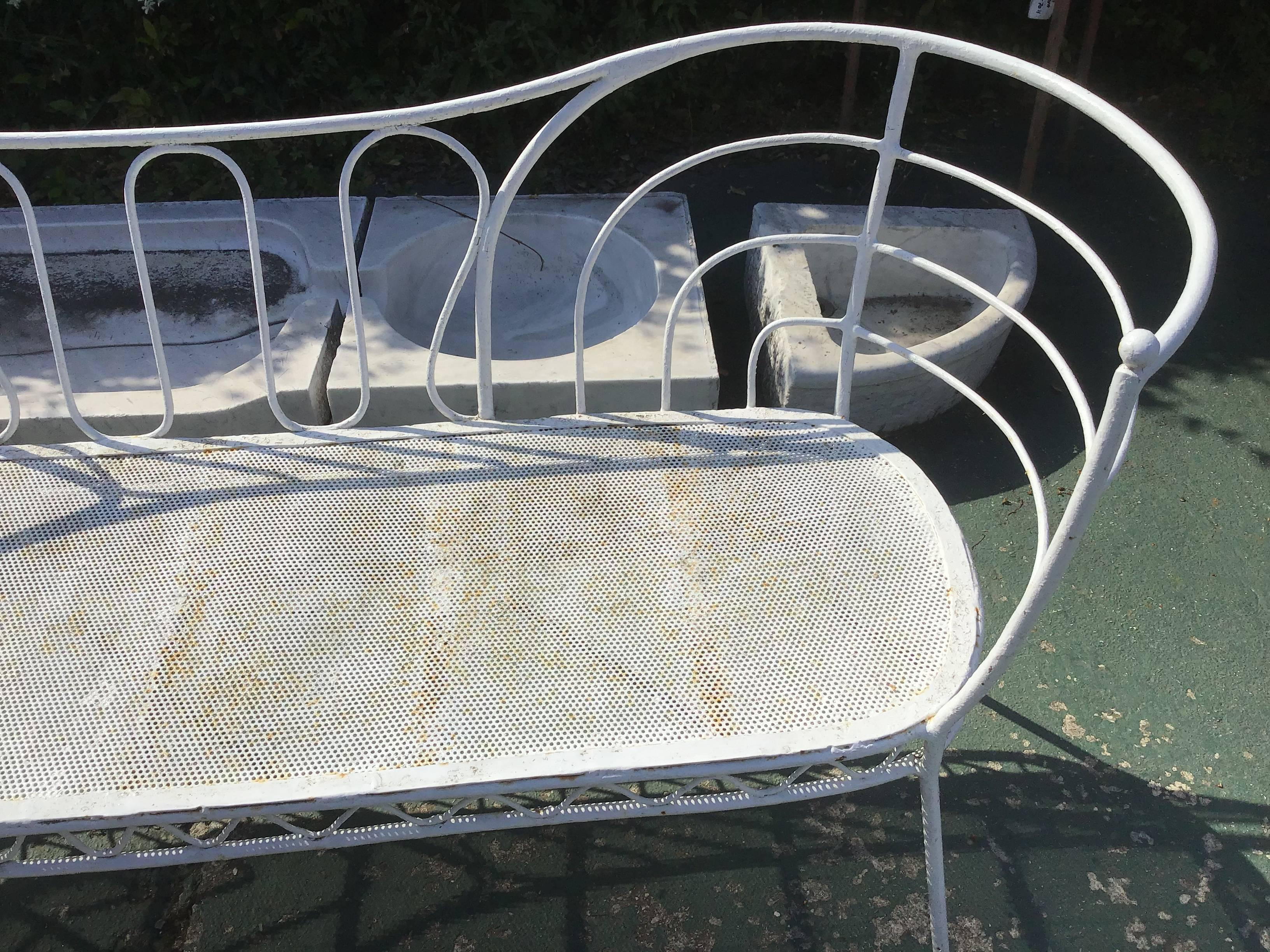 Painted Italian Midcentury Garden Sofa in White Laquered Iron from 1950s