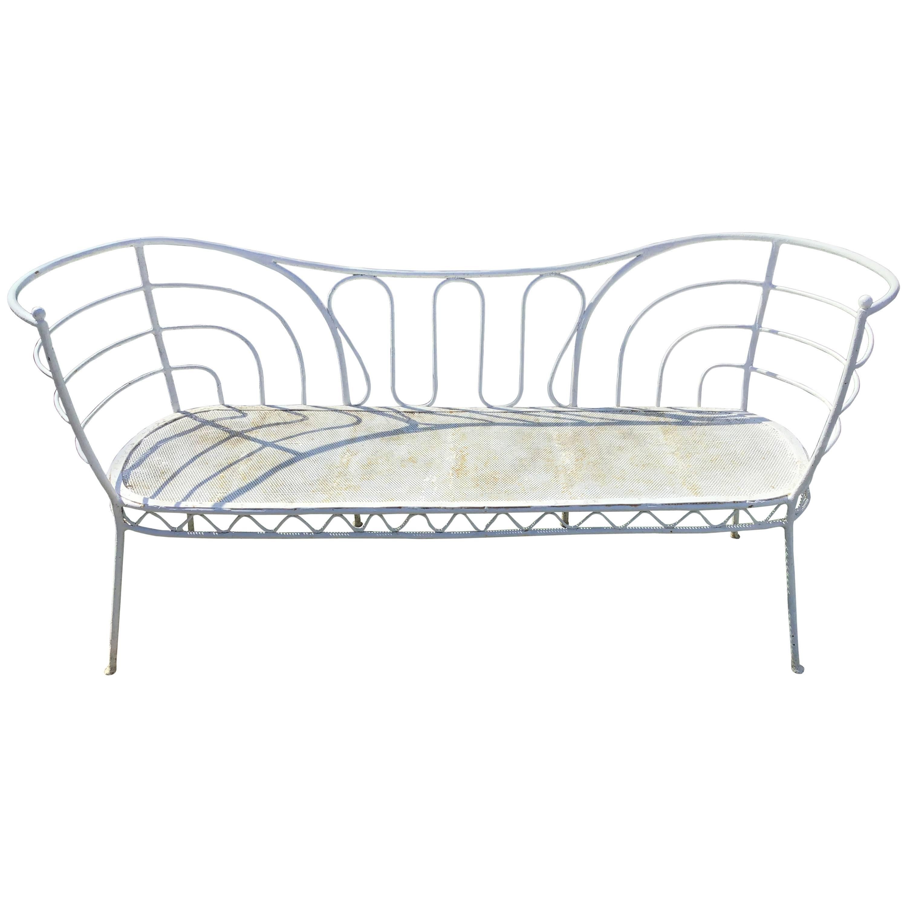 Italian Midcentury Garden Sofa in White Laquered Iron from 1950s