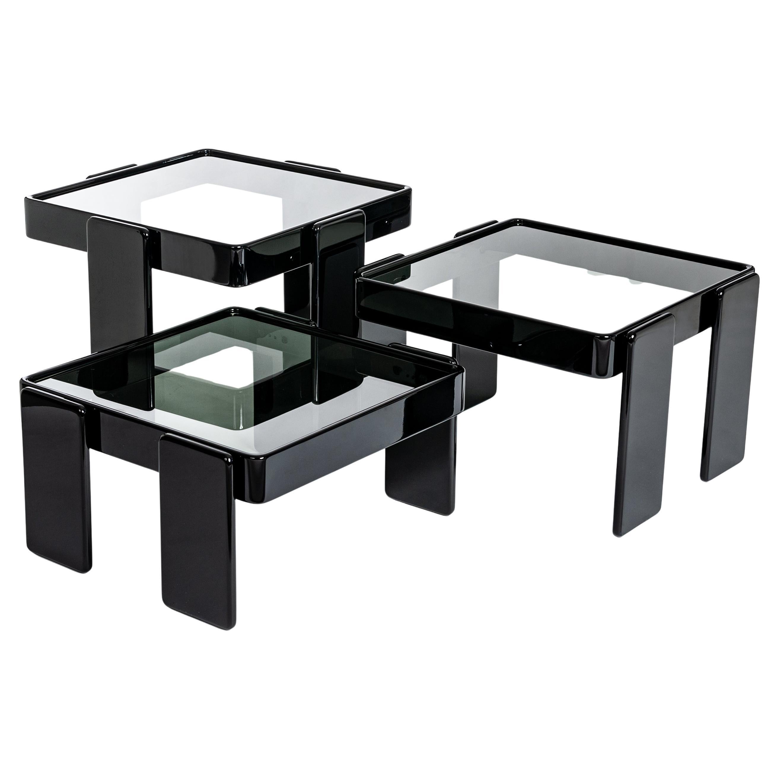 Italian Midcentury Gianfranco Frattini Black Nesting Tables for Cassina, 1960s im Angebot
