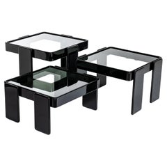 Italian Midcentury Gianfranco Frattini Black Nesting Tables for Cassina, 1960s