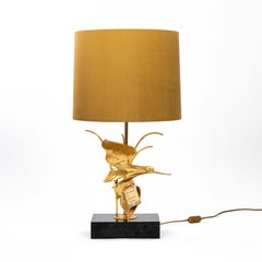 Lámpara de sobremesa italiana de latón dorado de GM Italia de mediados de siglo 1950